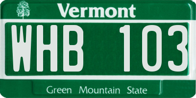 VT license plate WHB103
