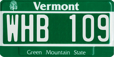 VT license plate WHB109