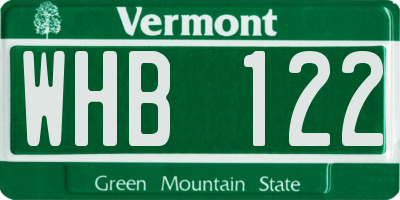 VT license plate WHB122