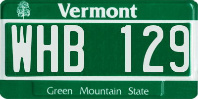 VT license plate WHB129