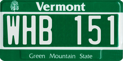 VT license plate WHB151