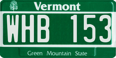 VT license plate WHB153