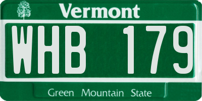 VT license plate WHB179