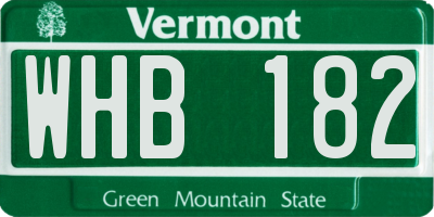 VT license plate WHB182