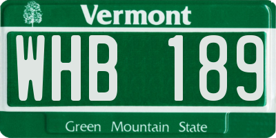 VT license plate WHB189