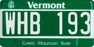 VT license plate WHB193