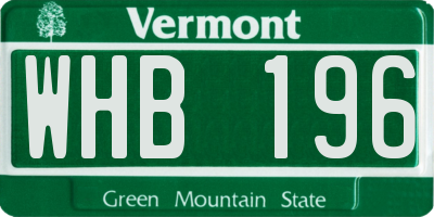 VT license plate WHB196