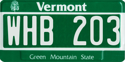 VT license plate WHB203