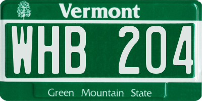 VT license plate WHB204