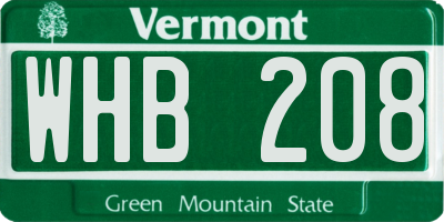 VT license plate WHB208