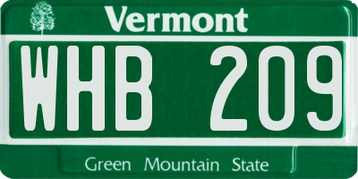 VT license plate WHB209