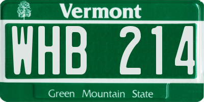 VT license plate WHB214