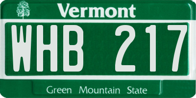 VT license plate WHB217