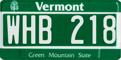 VT license plate WHB218