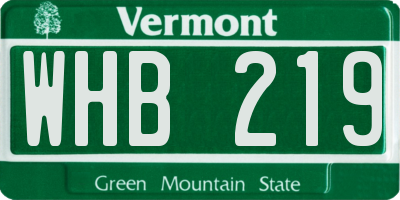 VT license plate WHB219
