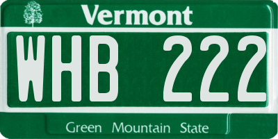 VT license plate WHB222