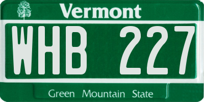 VT license plate WHB227