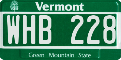 VT license plate WHB228