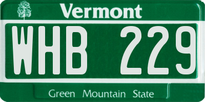 VT license plate WHB229