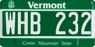 VT license plate WHB232