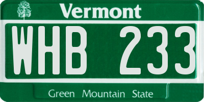 VT license plate WHB233