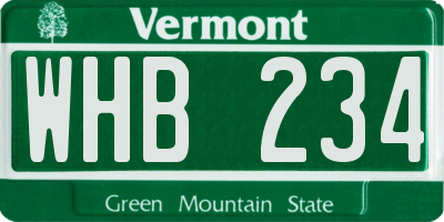 VT license plate WHB234