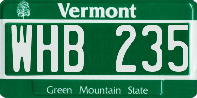 VT license plate WHB235