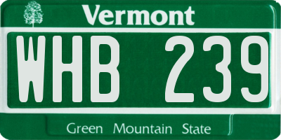 VT license plate WHB239