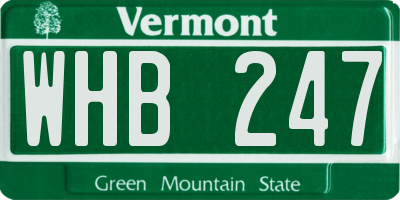 VT license plate WHB247
