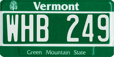 VT license plate WHB249