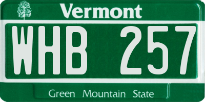 VT license plate WHB257
