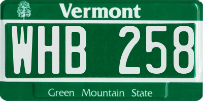 VT license plate WHB258