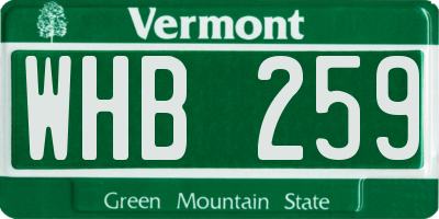 VT license plate WHB259
