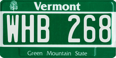 VT license plate WHB268