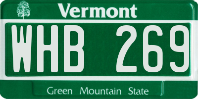 VT license plate WHB269