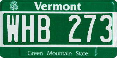 VT license plate WHB273