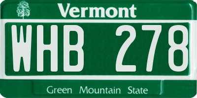 VT license plate WHB278