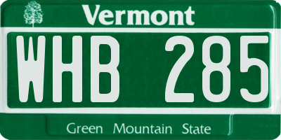 VT license plate WHB285