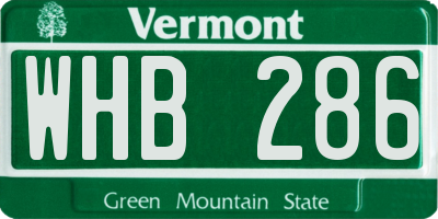 VT license plate WHB286