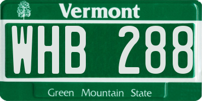 VT license plate WHB288