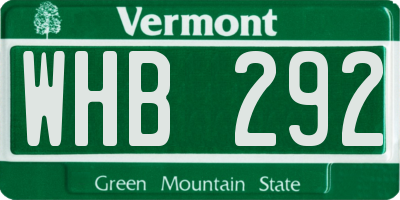 VT license plate WHB292