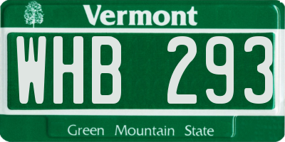 VT license plate WHB293