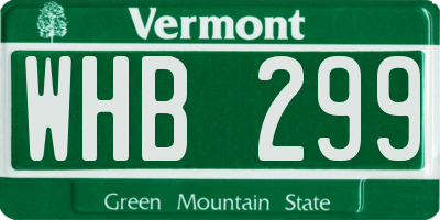 VT license plate WHB299