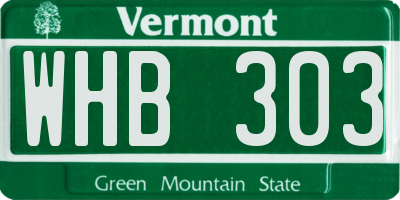 VT license plate WHB303