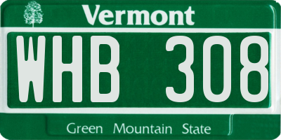 VT license plate WHB308