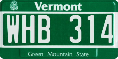VT license plate WHB314