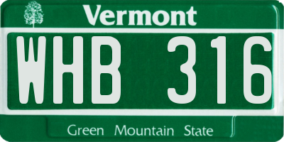 VT license plate WHB316