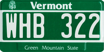 VT license plate WHB322