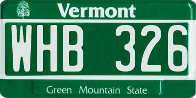 VT license plate WHB326