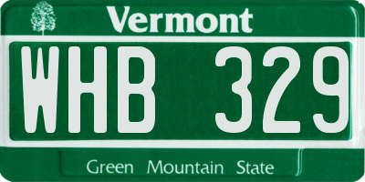 VT license plate WHB329